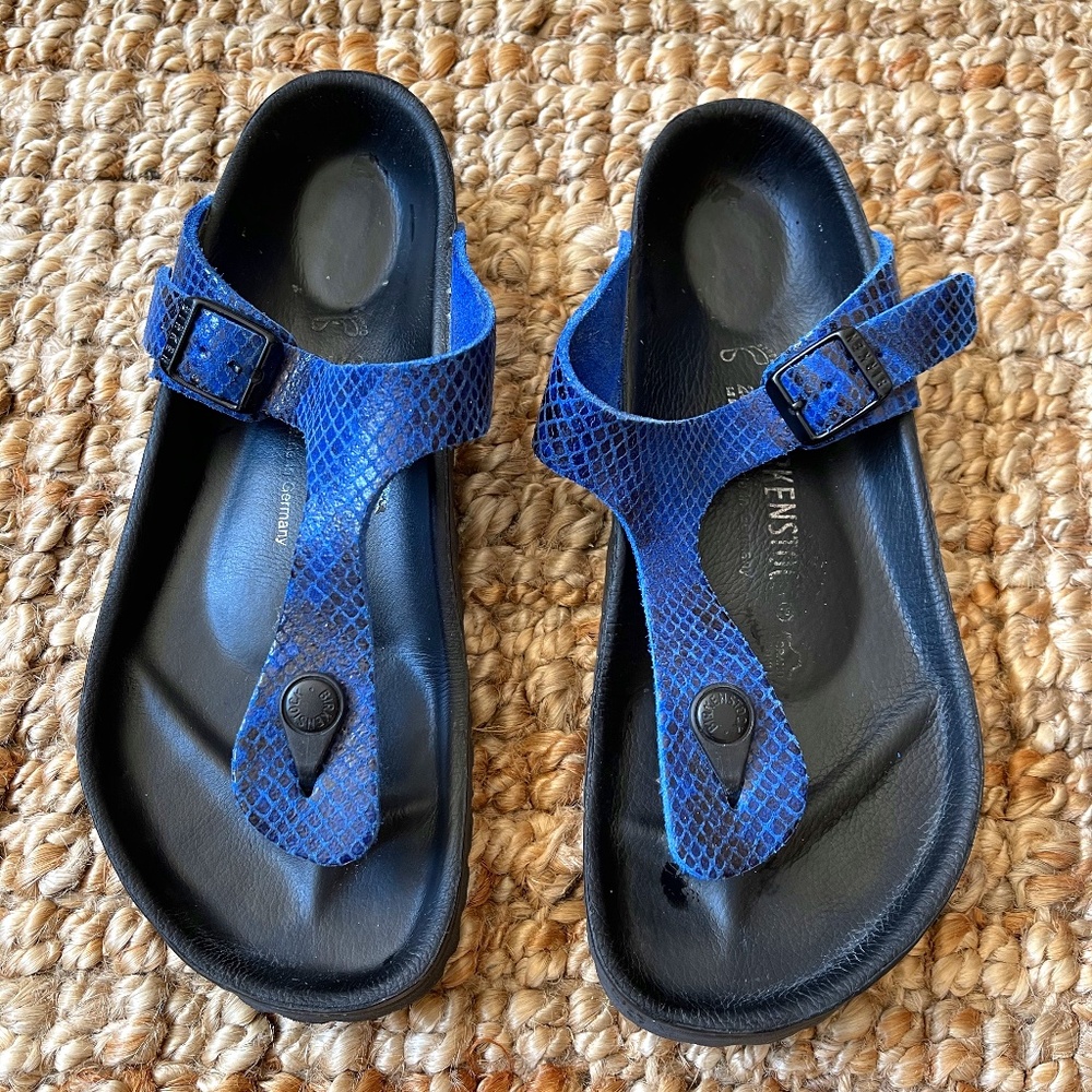 Birkenstock Leather Black &Blue Snakeskin Gizeh 39